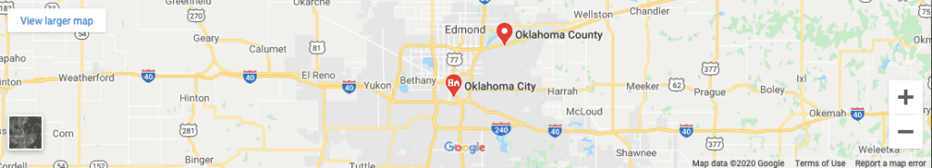 Google map showing Diamond In The Ruff Mobile Pet Spa's Grooming area of Edmond, Nichols Hills and NW Oklahoma City Oklahoma